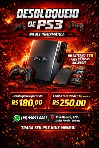 Atualização e Upgrade para PS3 na MS Informática