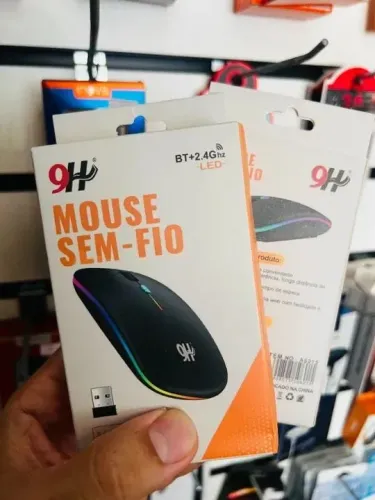 Mouse Sem Fio Recarregável Wireless Led Rgb Ergonômico