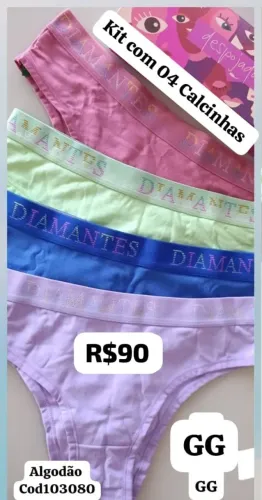 Kit com 04 Calcinhas GG Diamantes