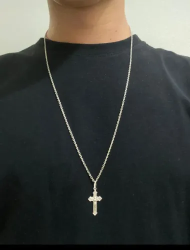 Corrente "Cadeado" 2mm com 70cm com pingente 