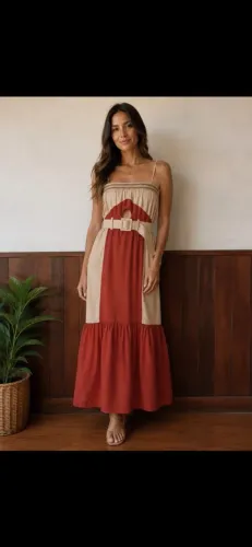Vestido de linho com cinto