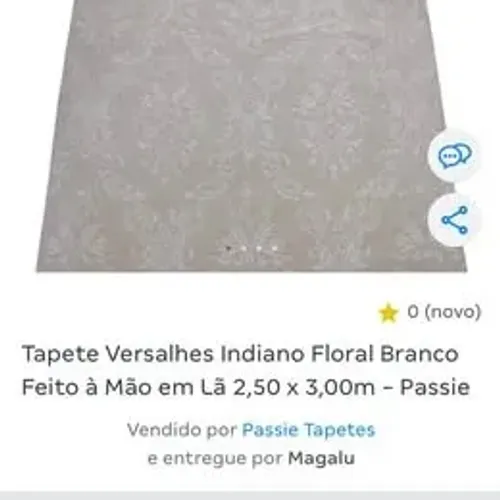 Tapete Versalhes Indiano Floral Branco Feito à Mão em Lã 2,50 x 2,00m