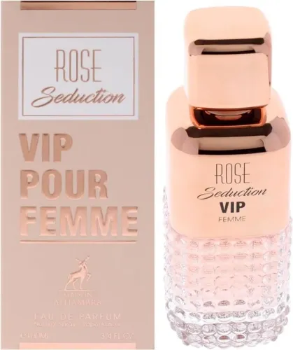 Perfume Maison Alhambra Rose Seduction Vip Femme Eau de Parfum 100ml Feminino Importado Or