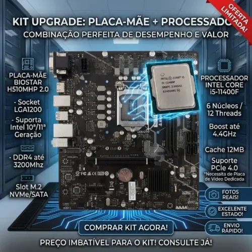 Kit Upgrade: Intel Core i5-11400F + Placa-Mãe Biostar H510MHP 2.0 (LGA1200)