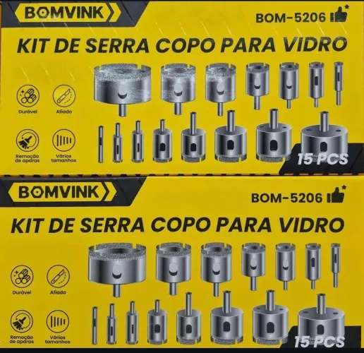 KIT C/15 SERRA COPO DIAMANTADA P/VIDRO BOM-520
