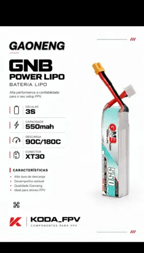 Bateria Gaoneng LiPo 3s 550mah 90C/180C Conector XT30