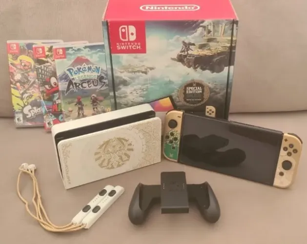 Console Nintendo Switch Oled Zelda + 3 Jogos