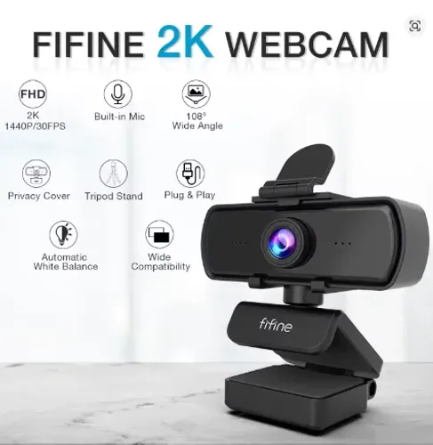 Webcam FIFINE 1440p Full HD para PC