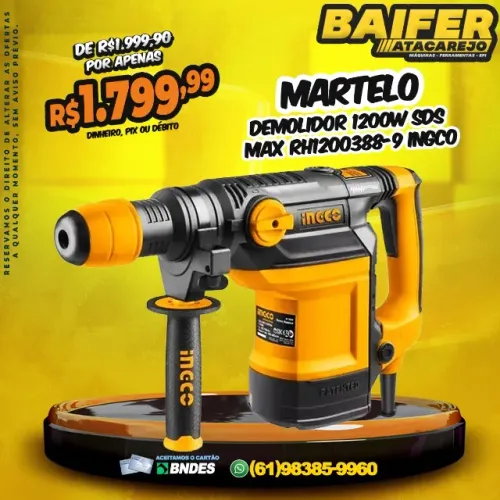 Martelo Demolidor 1200w Sds Max Rh1200388-9 Ingco