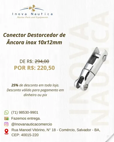 Conector Destorcedor de Âncora inox 10x12mm