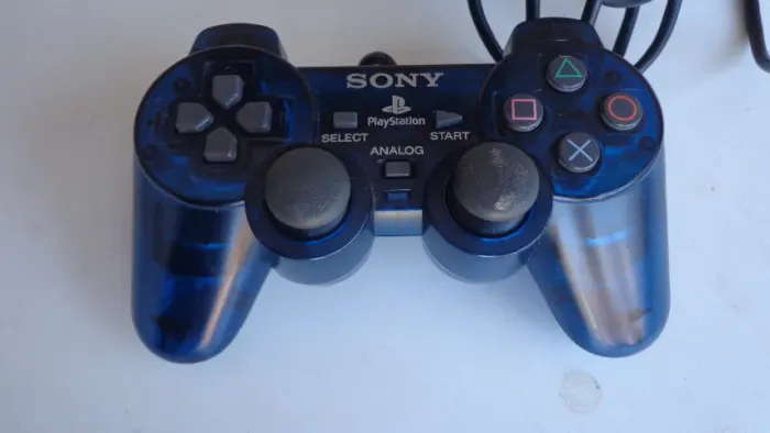 Controle Ps2 Azul Transparente Original Serie A Funcionando (Usado)