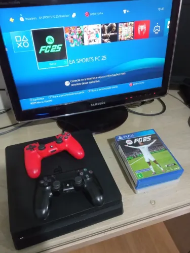 Ps4 Slim 500gb + 2 controle + FIFA 25 + JOGOS - Excelente estado