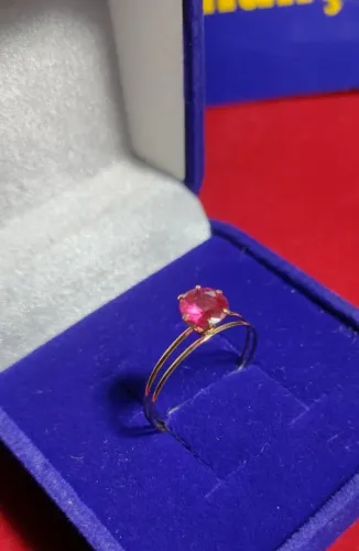 Anel Ouro 18 Kilates Peso 1.15 Gramas Calice Maciço Pedra Zircônia 5 mm Todas as Cores de 