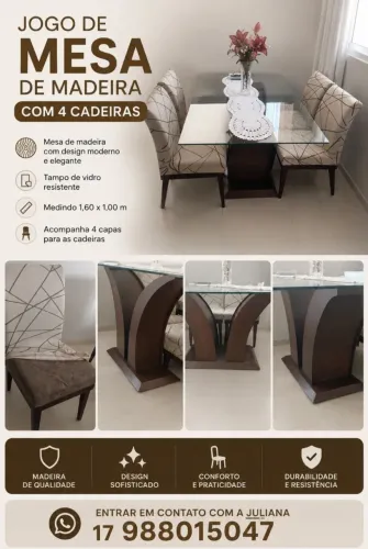 Mesa com tampo de vidro