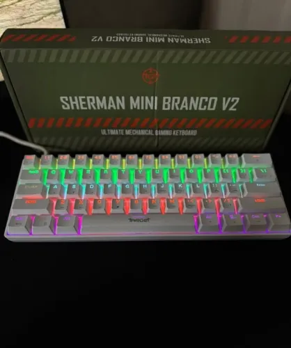 Teclado Mecânico TGT Sherman Mini V2 Branco - Switch Blue | Rainbow | ABNT2