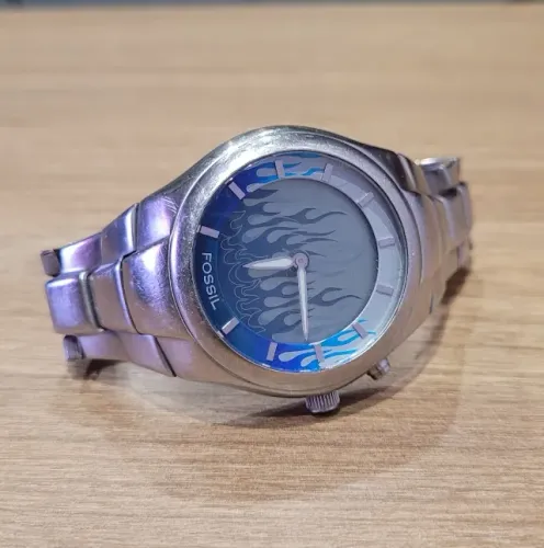 Relógio masculino Fossil Big Tic JRW-8222 CHAMA AZUL  39mm Blue Flame Animated Dial