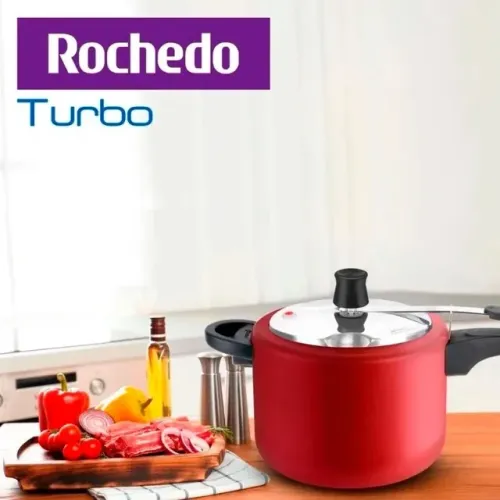 Panela de Pressão Rochedo Turbo em Alumínio com Revestimento Antiaderente 4,5L - Vermelha