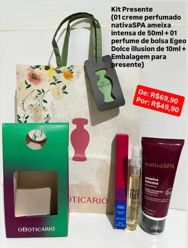 PROMOÇÃO desse Kit para presente, O Boticário (poucas unidades) por R$49,90.   