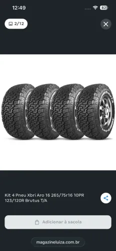 Pneus Xbri 265/75R16 10PR 123/120R BrutusT/A