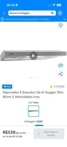 Exaustor/depurador suggar slim 80cm 220V NOVO NUNCA USADO NA CAIXA