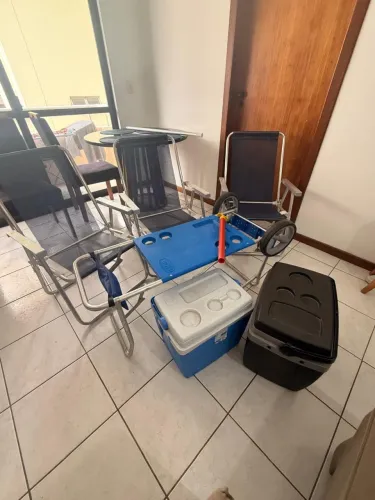 ? Kit Praia Completo MOR - Carrinho + 3 Cadeiras + 2 Coolers + Guarda-Sol Grande