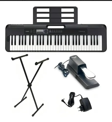 Kit Teclado Casio CT-s300 61 teclas sensitivas + fonte + suporte + pedal sustain