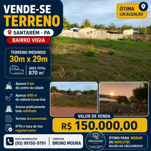 Terreno amplo (30m x 29 m) de esquina. Por do Sol com vista pro Mirante do Saubal. (Foto)
