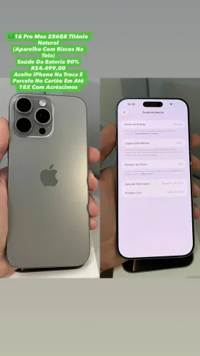 iPhone 16 Pro Max 256GB Natural - Aparelho Com Riscos Na Tela (Usado)