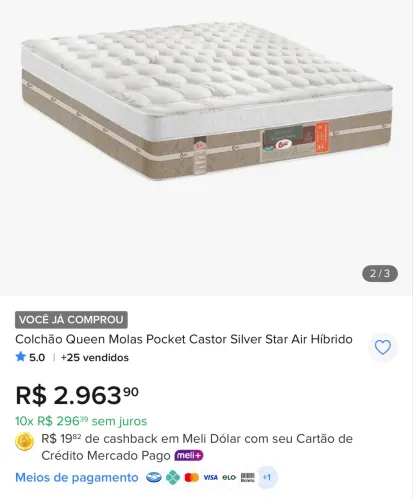 Colchão Castor Silver Star Air Híbrido Queen | NOVO | Lacrado | Nota Fiscal no meu nome