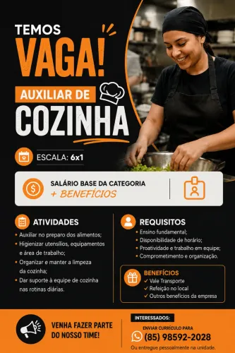 Vaga para auxiliar de cozinha