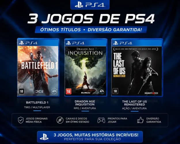  VENDO 3 JOGOS ORIGINAIS DE PS4 