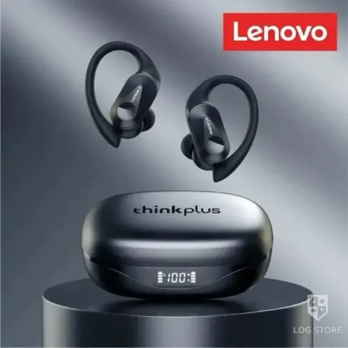 Fone De Ouvido Esportivo Lenovo LP75 Sem Fio Bluetooth 5.3 Cor Preto Resistente a Água