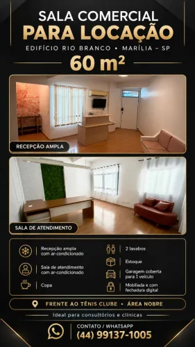 SALA COMERCIAL - LOCAÇÃO - ÁREA NOBRE EM MARÍLIA SP