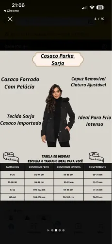 Jaqueta Parka feminina