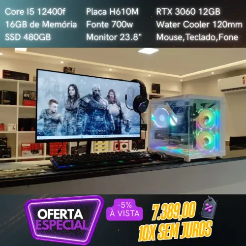 PC Gamer Core i5 12400f 16GB RTX3060 12GB 10X sem Juros