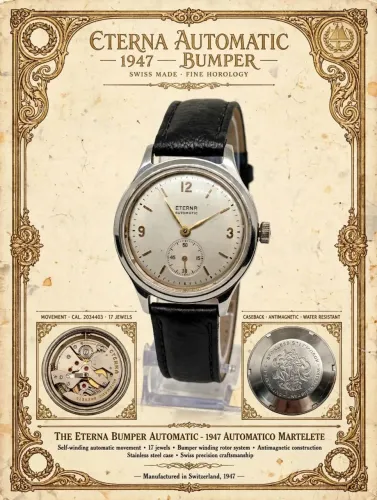 Relógio ETERNA AUTOMATIC 1947 Bumper -  Original - Raridade Anos 40