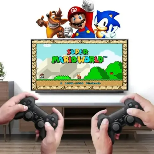 Game Stick 30000 jogos Retrôs inclusos com 2 controles sem fio