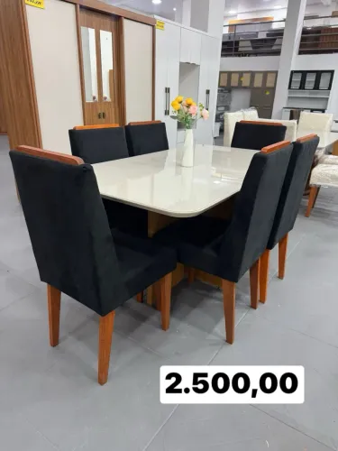 Conjunto de Mesa de Jantar+ 6 cadeiras (Entrega Grátis)