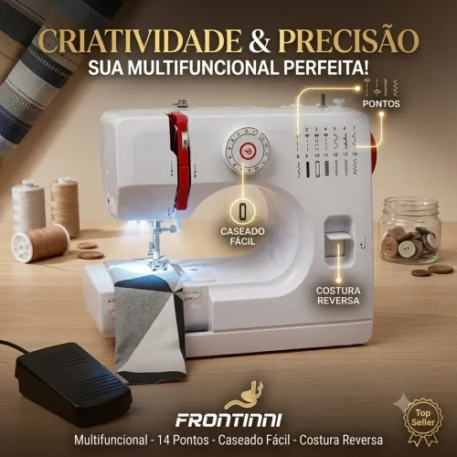 Máquina de costura multifuncional 14 pontos