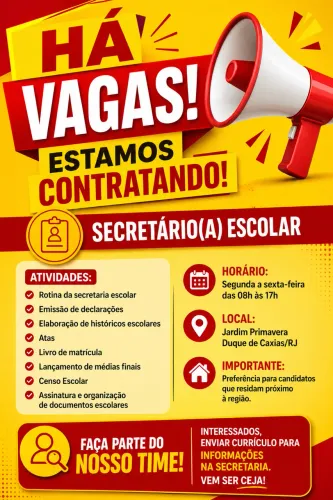 Vaga para secretário (a) escolar