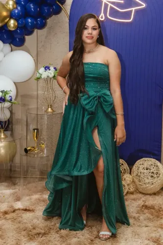 Vestido verde esmeralda para formatura ou festa