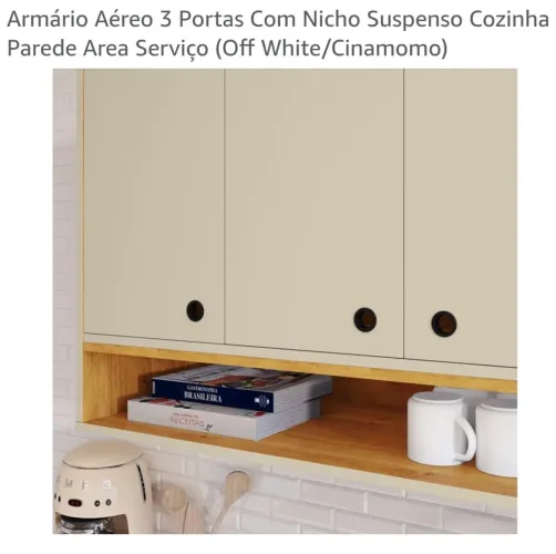 Armário de parede com 3 portas e nicho suspenso