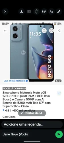 Vendo celular semi novo 