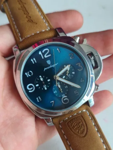 Relógio Masculino Com Pulseira de Couro