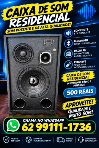 Caixa de Som Residencial Bluetooth Pendrive e Rádio