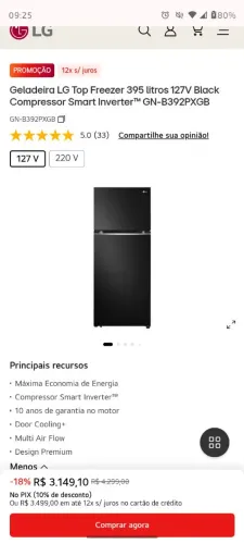 Geladeira LG 10 Anos de Garantia 