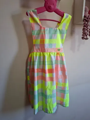 vestido infantil mon sucre xadrez neon 8