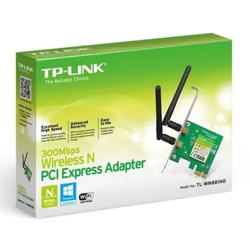 placa pci express tp-link wireless n 2 antenas 300mbps 2.4ghz tl-wn881nd