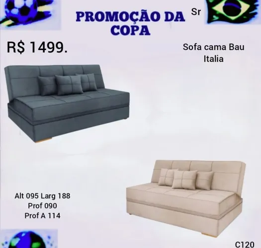 Sofá cama baú italia novo direto de fábrica