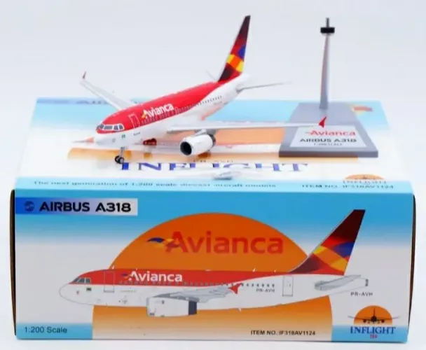 Miniatura Avião A318 Avianca Brasil 1/200 inflight